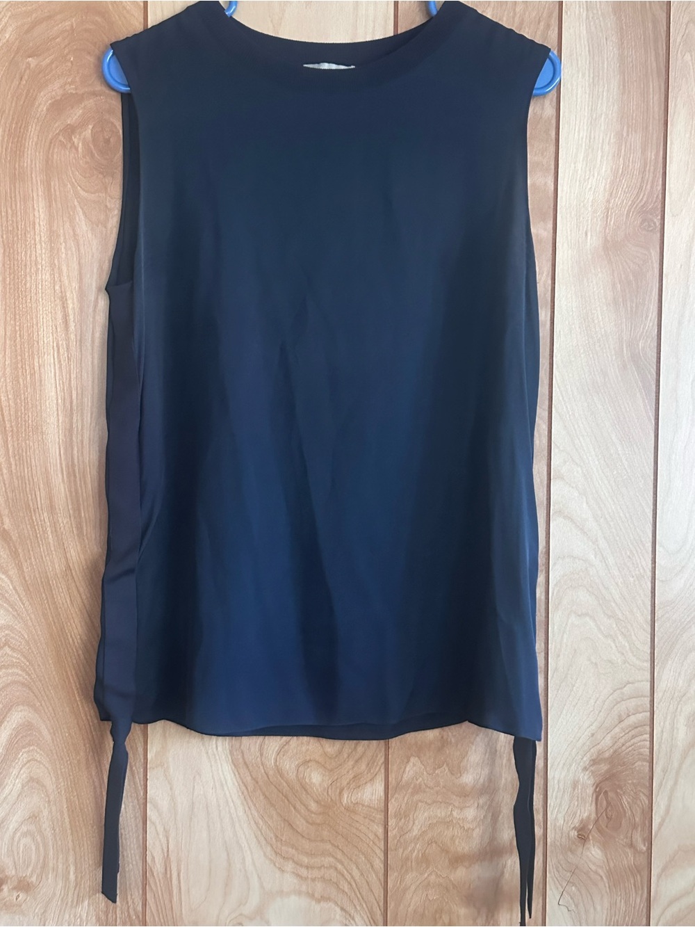 Vince Blue Silk Sleeveless Tie-Hem Tank Top Size 6